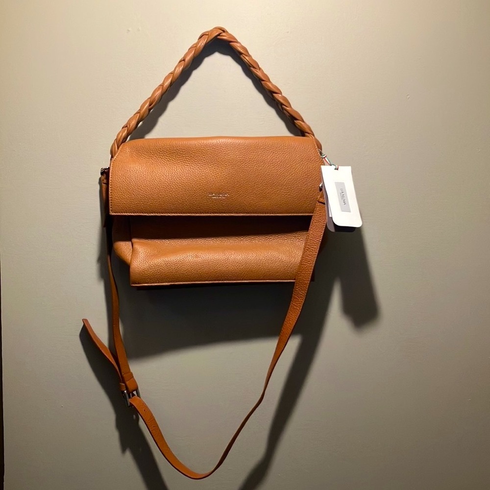 NWT Lia Numa made in Italy genuine leather bag braided strap optional crossbody